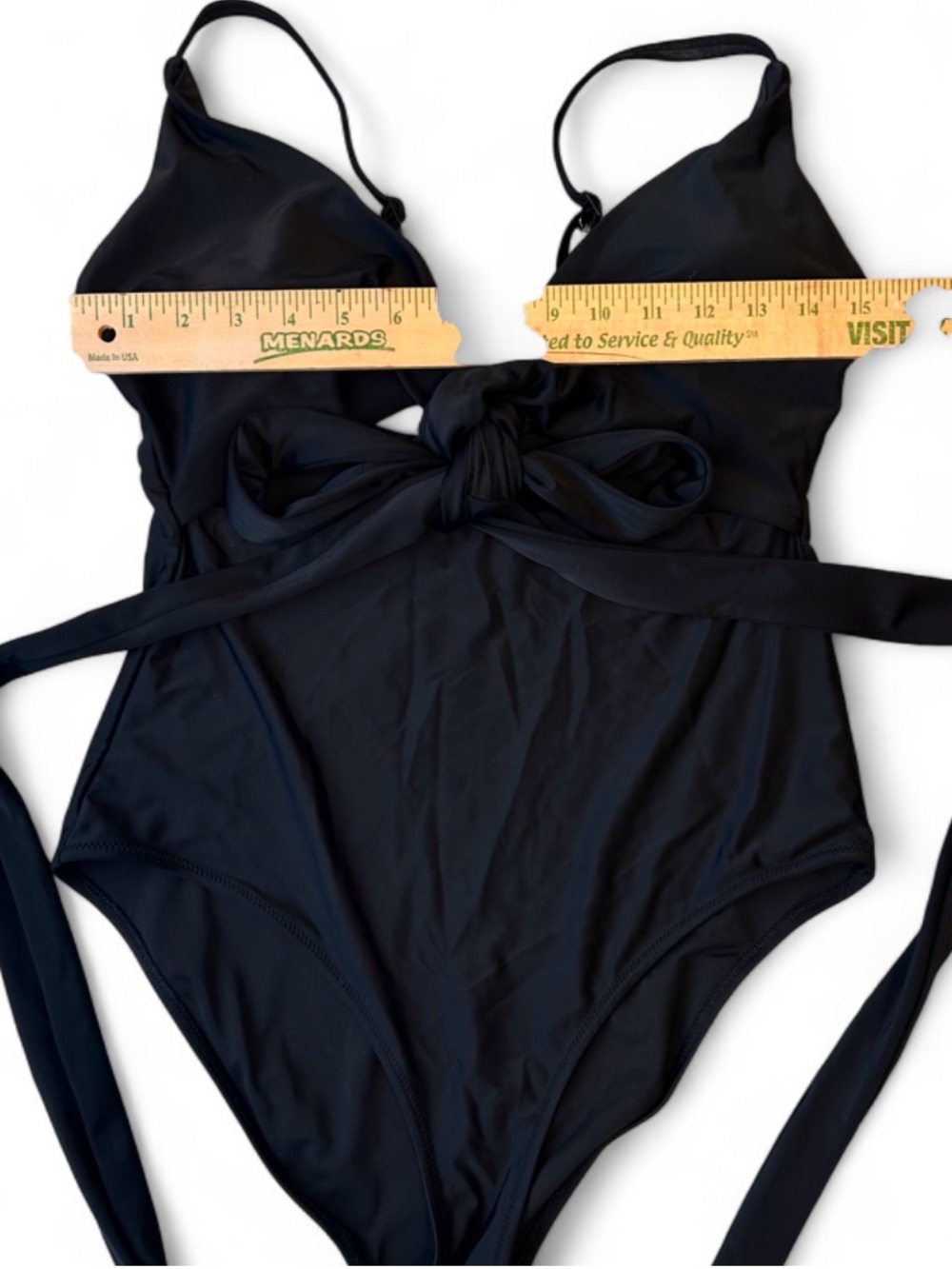 aerie Black One-Piece Swimsuit with Front Tie L, With Pads. - Picture 7 of 7